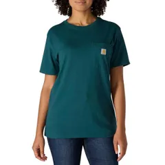 カーハート レディース トップス シャツ Carhartt 103067 Loose Fit Heavyweight PocketShirt Short Sleeve Greenstoneのサムネイル