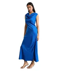ウエアハウス レディース トップス ワンピース サテン Warehouse Womens Cowl Biasatin Button Detail Dress Cobalt コバルトのサムネイル