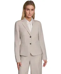 カルバンクライン レディース アウター ジャケット・ブルゾン ブレザー Calvin Klein Womens TwoButtonotchLapel Blazer Flaxのサムネイル