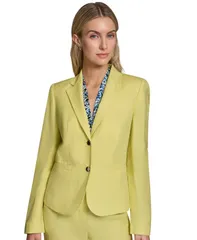 カルバンクライン レディース アウター ジャケット・ブルゾン ブレザー Calvin Klein Womens TwoButtonotchLapel Blazer Pearのサムネイル