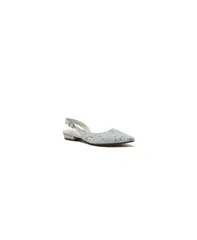 ランズエンド レディース シューズ パンプス フラワー柄 リネン フラワー ヒール Lands End Womens Floralinen Slingback Low Heels Pale grayのサムネイル
