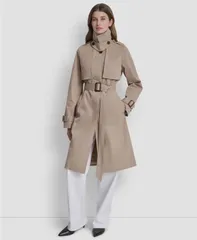ダナ キャラン ニューヨーク レディース アウター コート DKNY Womens Top Collar Utility Raincoat Khaki カーキのサムネイル