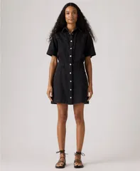 リーバイス レディース トップス ワンピース 半袖 デニム Levis Premium Womens Logan ShortSleeve Logan Western Denim Dress Captuのサムネイル