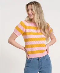 イザックミズラヒ レディース アウター ニット・セーター 半袖 Isaac Mizrahi Womens Balloon ShortSleeve Knitted Sweater Begoniamariのサムネイル