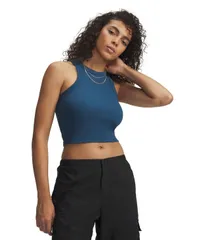 アンダーアーマー レディース トップス タンクトップ リブ ノースリーブ Under Armour Womens Ribbed Sleeveless Tank Top Wham Blue Whiteのサムネイル