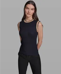 カール ラガーフェルド レディース アウター ニット・セーター クルーネック ノースリーブ KARLAGERFELD PARIS Womens Crewneck Sleevelessweater Miのサムネイル