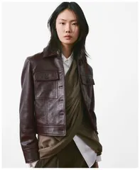 マンゴ レディース アウター ジャケット・ブルゾン レザー MANGO Womens Buttoned Leather Jacket Burgundy バーガンディのサムネイル