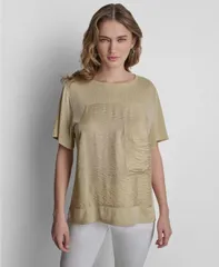 ダナ キャラン ニューヨーク レディース トップス Tシャツ 半袖 DKNY WomenshortSleeve Twinkle FrontShirt Mojave Desertのサムネイル