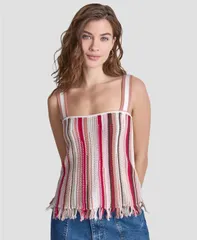 ダナキャランニューヨーク レディース トップス タンクトップチ ノースリーブ DKNY Jeans Petite Pointelle Stitch Striped Sleeveless Bandeauのサムネイル