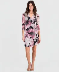 アンクライン レディース トップス ワンピース フラワー柄 プリント フラワー Anne Klein Womens Floral Printed FauxWrap Dress Anne Black M