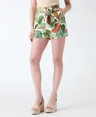 ゲス レディース ボトムス ハーフパンツ・ショーツ ショートパンツ リネン GUESS Womens Kirsten Belted HighRise Linen Shorts Choco Jungleのサムネイル