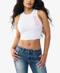 トゥルーレリジョン レディース トップス シャツ True Religion Womens Rib Racer Tank Toptic White ホワイトのサムネイル