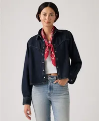リーバイス レディース アウター コート Levis Premium Womens Logan Point Collar Shacketencel Dark Nightsのサムネイル