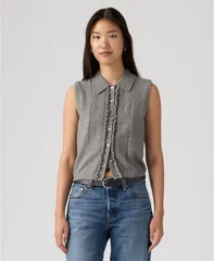 リーバイス レディース トップス ベスト フリル ミニ ノースリーブ Levis Premium Womensuper Soft Mini RuffleSleeveless Colla red Vesのサムネイル