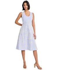 マギーロンドン レディース トップス ワンピース ミディ ノースリーブ Maggy London Womensleevelesscoop Neck Midi Dress BlueIvory アイボリー