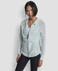 ダナ キャラン ニューヨーク レディース アウター コート DKNY Womens Lightweight Waffle ZipFront Clear Mint ミントのサムネイル