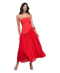 ウエアハウス レディース トップス ワンピース プリーツ ミディ Warehouse Womens Bandeau Bodice Pleated Midi Dress Red レッドのサムネイル