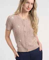 イザックミズラヒ レディース アウター ニット・セーター 半袖 カーディガン クロップド Isaac Mizrahi WomenshortSleeve Cropped Cardigan Sweaterのサムネイル