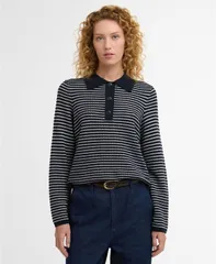 バブアー レディース アウター ニット・セーター Barbour Womens Inez Knitted Stripe Jumper Dark Navy Stripe ネイビーのサムネイル
