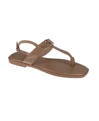 ベベ レディース シューズ サンダル ロゴ Bebe Womens Fashion with Double B Hardware and Repeat Logo Sock Lining Sandalのサムネイル