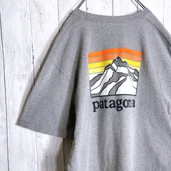 【定番人気】PATAGONIA T-shirt パタゴニア グレー 山岳 アウトドア ロゴプリント キャンプ タウンユース 古着 半袖Tシャツ #E4069