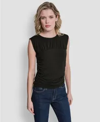 ダナキャランニューヨーク レディース トップス シャツ クルーネック ノースリーブ DKNY Jeans Womens Crewneck Sleeveless Top Black ブラックのサムネイル