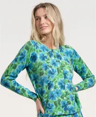 イザックミズラヒ レディース アウター ニット・セーター プリント カーディガン 長袖 Isaac Mizrahi Womens LongSleeve ButtonedUprinted Cardigaのサムネイル