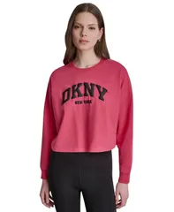 ダナ キャラン ニューヨーク レディース トップス Tシャツ ロゴ DKNY Sport Womens Varsity Logo Dropped Shoulder TShirt Punchblackのサムネイル