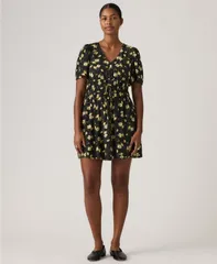 リーバイス レディース トップス ワンピース Vネックレープ ミニ Levis Womens Rylan VNeck Mini Crepe Dress Blake Brushstroke Floralのサムネイル