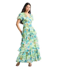 ウエアハウス レディース トップス ワンピース ティアード ミディ Warehouse Womens Waist Puff Sleeve Tie red Midi Dress Green グリーンのサムネイル