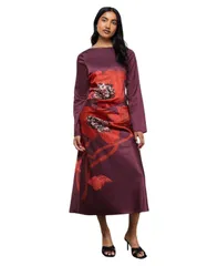 ウエアハウス レディース トップス ワンピース フラワー柄 プリント ミディ サテン レース フラワー Warehouse Womens Floral Placement Print Satin Miのサムネイル