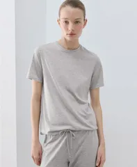 マンゴ レディース トップス Tシャツ 半袖 コットン MANGO Womens Lyocell Cotton ShortSleeve TShirt Light Pastel Gray グレーのサムネイル