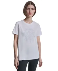 ダナ キャラン ニューヨーク レディース トップス Tシャツ ロゴ DKNY Sport Womens Collegiate Medallion Logo TShirt White ホワイトのサムネイル