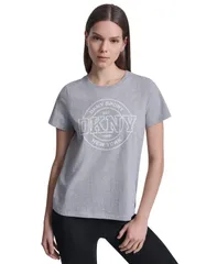 ダナ キャラン ニューヨーク レディース トップス Tシャツ ロゴ DKNY Sport Womens Collegiate Medallion Logo TShirt Pearl Grey Heatのサムネイル