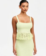 バースリー レディース トップス タンクトップ フリンジ Bar III WomensquareNeck FringeTrim Tank Topale Green グリーン