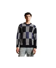 キャンパスストラ メンズ アウター パーカー・スウェット セーター Campusutra Mens Navy Blue BlockCheck Pullover Sweater Blue ブルーのサムネイル