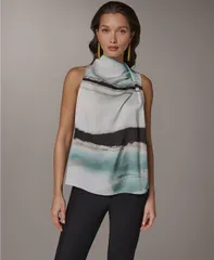 ダナ キャラン ニューヨーク レディース トップス シャツ ノースリーブ Donna Karanew York Womens Cowl Neck Sleeveless Top Waterlily Muのサムネイル