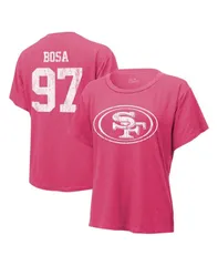 マジェスティック レディース トップス Tシャツ Majestic Womens Threads Nick Bosa Pink Distressed San Francisco 49ers Nameのサムネイル
