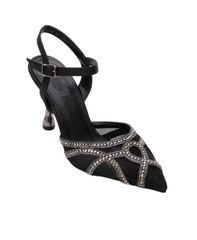 極美品】レネカオヴィラ バックストラップ ビジュー 黒 9.5cm 36.5