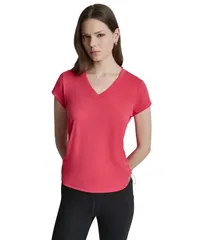 ダナ キャラン ニューヨーク レディース トップス Tシャツ Vネック ギャザー DKNY Sport Womens Ruched Side Seams VNeck Tech TShirt Punchのサムネイル