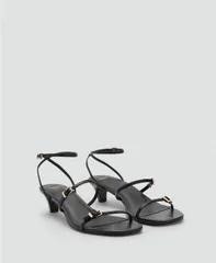 マンゴ レディース シューズ サンダル ヒール MANGO Womens KittenHeel Buckle Sandals Black ブラックのサムネイル