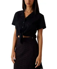 ゲス レディース トップス シャツ 半袖 GUESS WomenshortSleeve Sharon Colla red Shirt Jet Black A996 ブラックのサムネイル