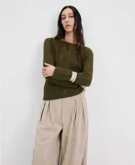 マンゴ レディース アウター ニット・セーター リブ MANGO Womens Knitted Ribbed Sweater Khaki カーキのサムネイル