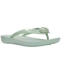 フィットフロップ レディース シューズ スリッポン・ローファー サンダル FitFlop Womens Iqushion GlossyButton SlipOn Sandals Mint Whispeのサムネイル
