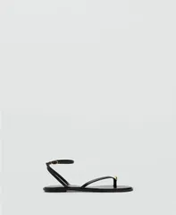 マンゴ レディース シューズ サンダル トール レザー MANGO Womens Metallic Detaileather Strap Sandals Black ブラックのサムネイル
