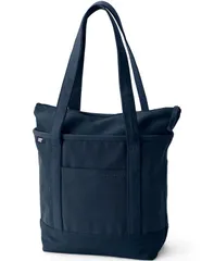 ランズエンド レディース バッグ Lands End Medium 5 Pocket Zip Top Long Handle Canvas Tote Bag Radiant navy ネイビーのサムネイル
