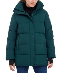 ビーシービージーマックスアズリア レディース アウター ジャケット・ブルゾン コート BCBGMAXAZRIA Womens Hooded Puffer Coat Mattemerald エメラルドのサムネイル