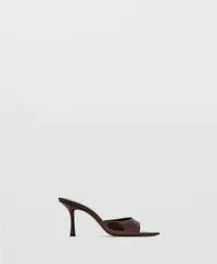 マンゴ レディース シューズ サンダル レザー ヒール MANGO Womens Patent Leather Effect Heeled Sandals Chocolate チョコレートのサムネイル