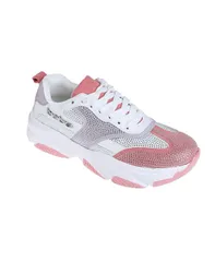 ベベ レディース シューズ スニーカー メッシュ Bebe Womensneaker with Mesh Upper and Rhinestones Embellishment Pink multiのサムネイル