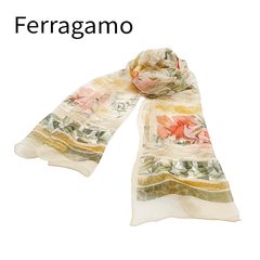 ☆Ferragamo☆ シルク100%ストール シフォン 花柄 ×アニマル柄 - メルカリ